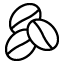 Three coffee beans next to each other.